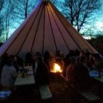 Open tipi met vuurschaal, verjaardagsfeest Castricum